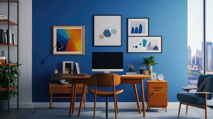 Canvas Print - Organized Desk with Computer and Plants

