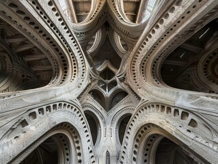 Canvas Print - Intricate Concrete Arched Ceiling Architecture