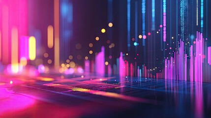 Poster - Futuristic 3D financial graph with abstract elements and vibrant data representation. --