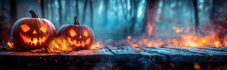 Poster - Background blurred 3D pumpkin for Halloween