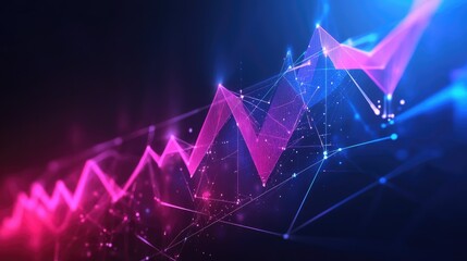 Poster - Geometric abstract 3D financial graph with dynamic shapes and glowing elements.