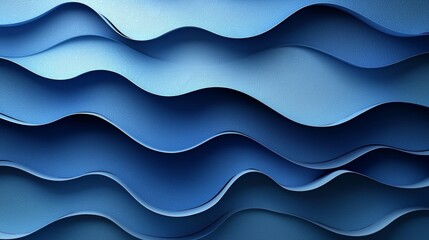 Poster - A soothing and dynamic visual effect is created by an abstract blue wave pattern with layered curves and flowing lines.
