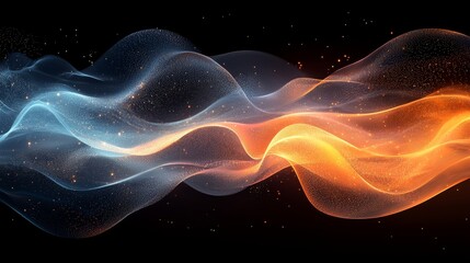 Poster - Waveforms in blue and red on a dark background create a dynamic and ethereal visual.