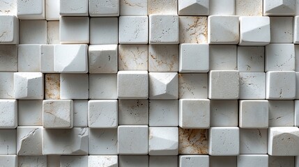 Poster - this abstract white geometric 3d background has cubic shapes and blocks, creating a modern and dynam