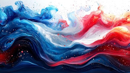 Wall Mural - Red and blue hues swirl in an abstract composition creating a dynamic and flowing feeling