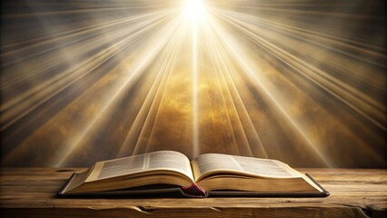 An open Bible with rays of light shining on the pages, faith, religion, spirituality, Christianity, scripture, holy book