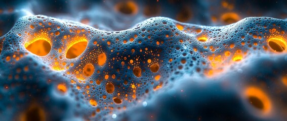 Aufkleber - An abstract illustration featuring glowing cells and colorful patterns and textures.