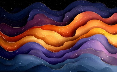 Aufkleber - Background with dynamic waves and gold lines