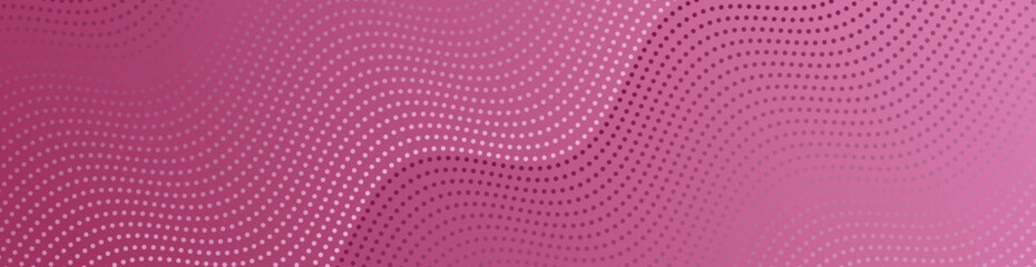 Wall Mural - Abstract background with dots and waves. Web banner size. Element for design. Vector background for brochure, booklet, flyer, poster. Pink color