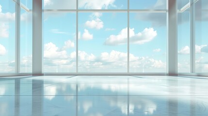 Wall Mural - blue sky and clouds and room with window 