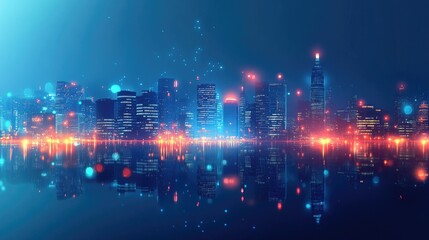 Poster - Night city background with glowing lights