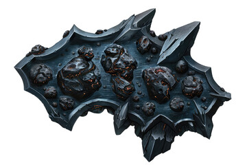Poster - A detailed black rock panel with uneven surface and textured bumps, perfect for backgrounds in fantasy or game design.