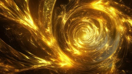 Poster - Radiant 3D golden vortex with dynamic patterns, creating a sense of infinite elegance and power.