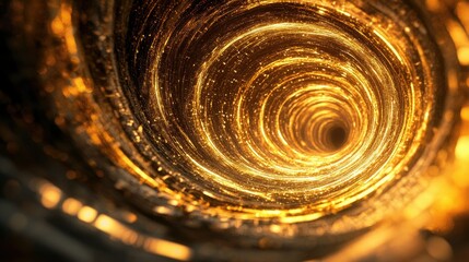 Poster - Radiant 3D golden vortex with dynamic patterns, creating a sense of infinite elegance and power.