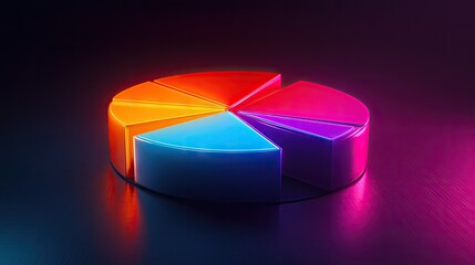Poster - Radiant 3D pie chart with luminous segments, illustrating financial statistics dynamically. -
