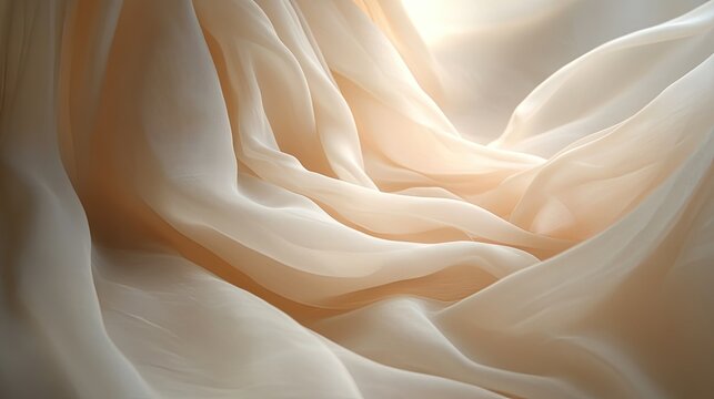 Soft, flowing fabric background with an elegant drape, creating a sense of movement and grace. -