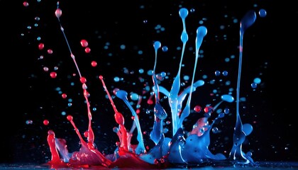 Poster - Colorful Paint Splashes Against Dark Background