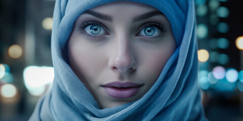 Poster - arabian woman face covered with hijab