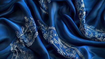 Smooth elegant blue silk can use as background. AI generated illustration