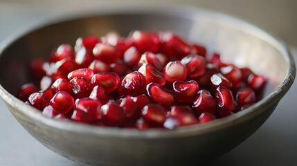 Close-up of Pomegranate Seeds in a Bowl