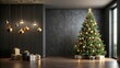 © Collection - Black room interior with a contemporary Christmas tree as the focal point