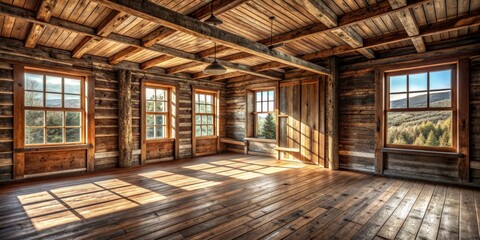 Wall Mural - Rustic wooden room interior with natural lighting