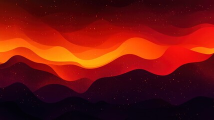 Poster - A vibrant abstract representation of sunset waves with a warm gradient and starry details.