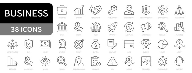 business line icons set. business, finance. editable stroke icons. vector