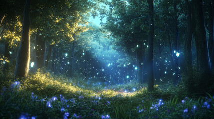 Wall Mural - sun shining through the trees