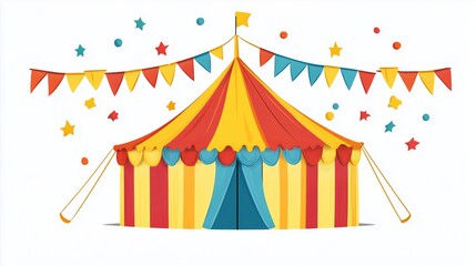 A Colorful Circus Tent Surrounded by Festive Decorations