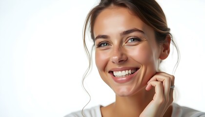 Close up photo of a woman smiling. Teeth whitening and health concept. woman smiling teeth