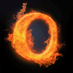 Sticker - Letter O surrounded by fire