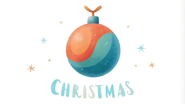 Retro style Christmas card with watercolor Merry Christmas inscription isolated on white background