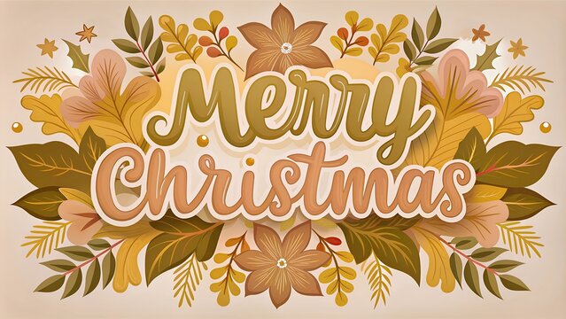 Christmas card Retro with Merry Christmas Lettering