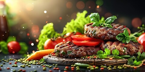 Sticker - grilled meat with vegetables