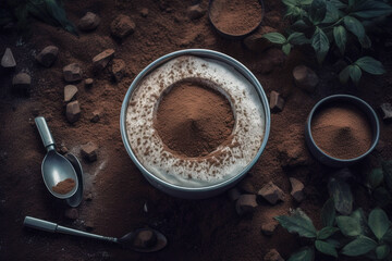 Poster - Delicious tiramisu cake on the table