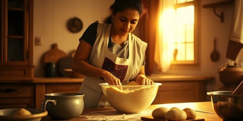 A woman preparing food.
AI generated