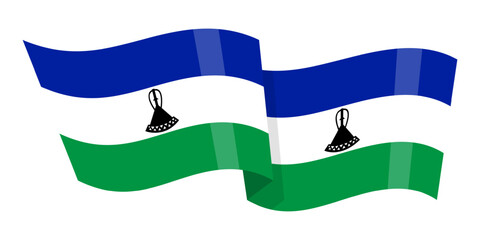 Wall Mural - Vector illustration of wavy Lesotho flag on transparent background