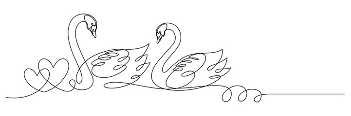 Wall Mural - swan and symbol of love 