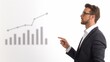 © CALMANDRELAX STUDIO - A professional man points at a growing graph, symbolizing success and progress in business and finance.