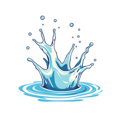 Water splash cartoon style icon illustration on white background. Generative AI