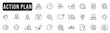 © tutti_frutti - Action plan related line icons set 2. Strategy, plan, action, target, goal etc. Editable stroke