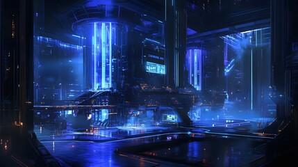 Wall Mural - 24. A futuristic power plant with advanced technology feeding into a high-tech grid