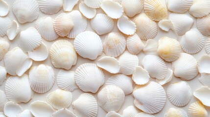 Sticker - A close up of a bunch of shells that are white, AI