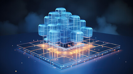 Aufkleber - Data cloud structure concept with digital technology cloud sign for online backup and network compute power service.