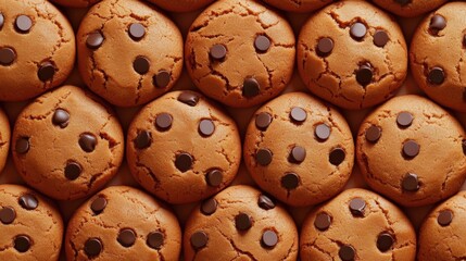 Canvas Print - A close up of a large pile of chocolate chip cookies, AI