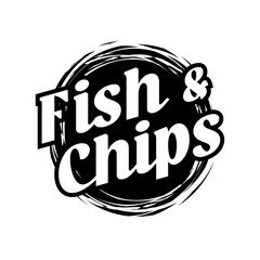 Fish and chips logo vector simple typography