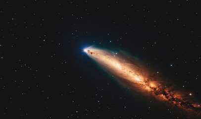 Wall Mural - A bright comet streaks across the night sky, leaving a glowing tail