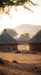 Wall Mural - African Village Minimalist Landscape Photography