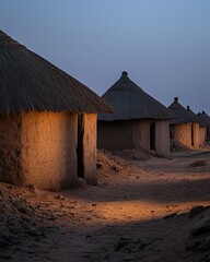 Canvas Print - African Village Minimalist Landscape Photography